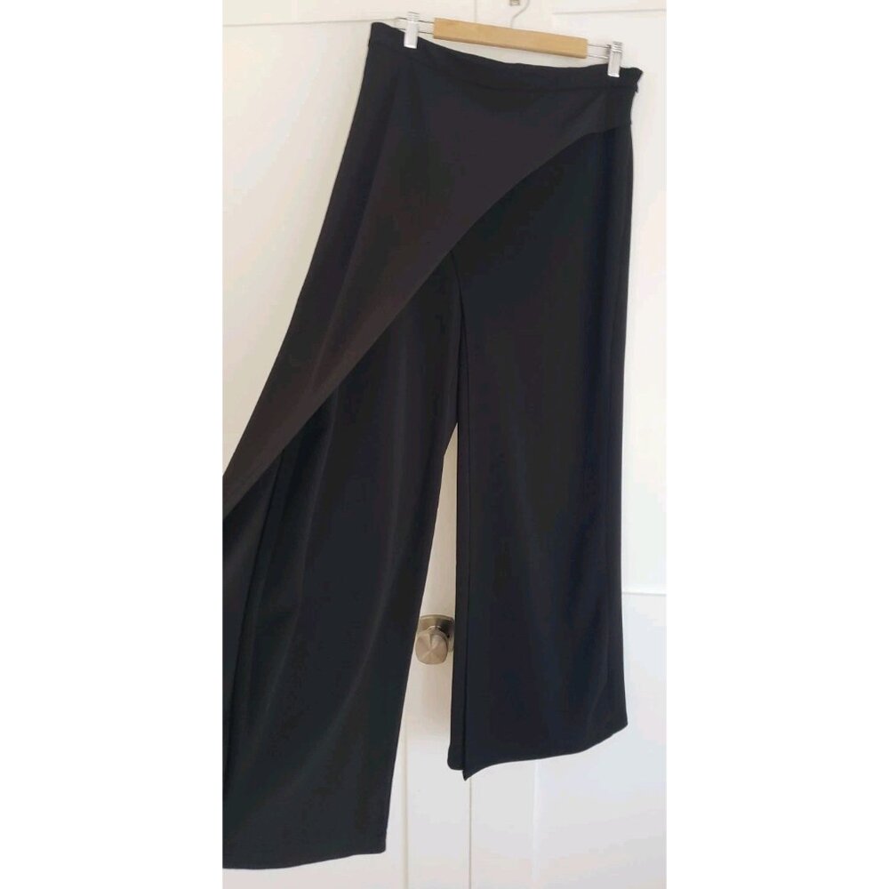 ADDISON EVENINGS OVERLAY WIDE LEGS BLACK PANTS XLARGE - Picture 5 of 10